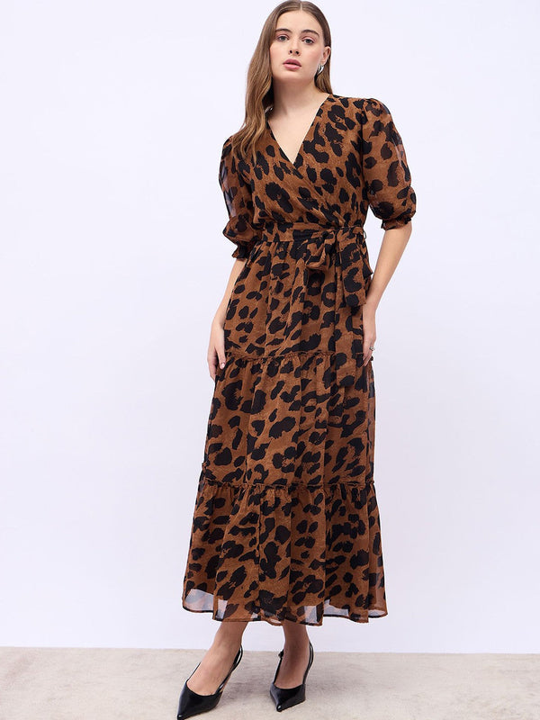 Women V-Neck Wrap Maxi Dress